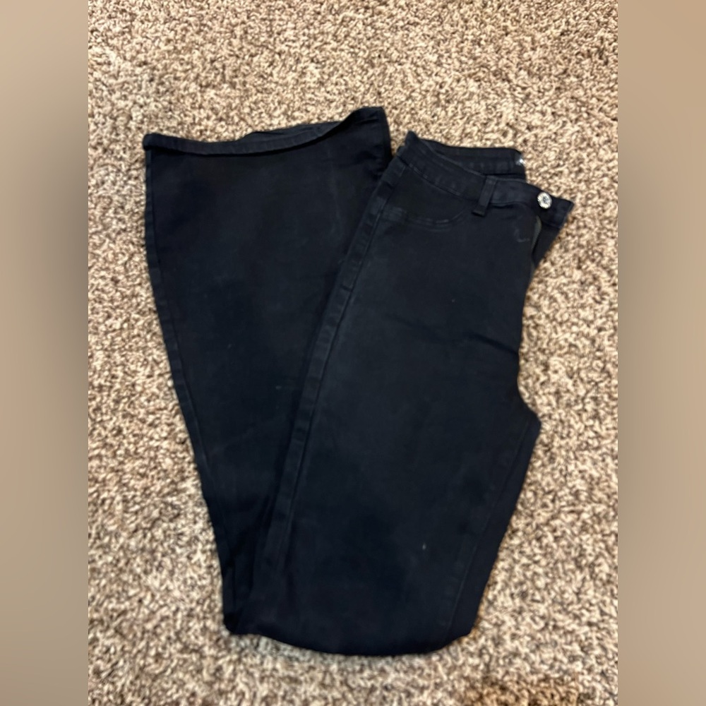 HIGH WAISTED BELL BOTTOM FLARE JEANS - BLACK